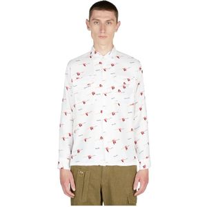 Human Made, Flamingo Print Overhemd Wit, Heren, Maat:M