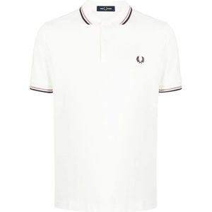 Fred Perry, Twin Tipped Katoenen Polo Shirt Wit, Heren, Maat:S