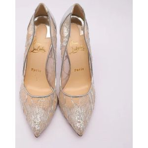 Christian Louboutin Pre-owned, Pre-owned, Dames, Grijs, 39 EU, Pre-owned Lace heels