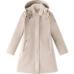 Woolrich, Beige Gewatteerde Trenchcoat met Capuchon Beige, Dames, Maat:M