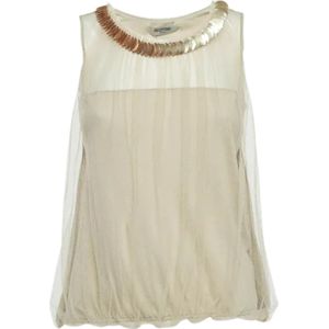 Valentino Vintage, Pre-owned, Dames, Beige, S, Pre-owned Mesh tops