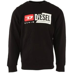 Diesel, Sweatshirts & Hoodies, Heren, Zwart, L, Katoen, Zwarte Katoenen Heren Trui