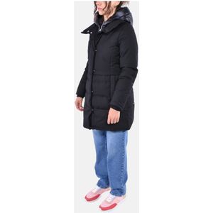 Woolrich, Mantels, Dames, Zwart, XS, Wol, 2 in 1 Puffy Parka