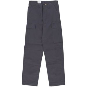 Carhartt Wip, Broeken, Heren, Grijs, W32 L32, Katoen, Cargo Broek met Verstelbare Zoom