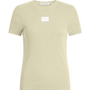 Calvin Klein, Tops, Dames, Beige, M, Katoen, Beige T-shirt met Lycra® Freef! T® technologie