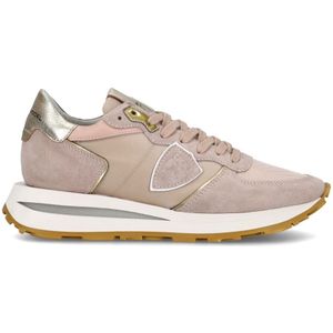 Philippe Model, Tassen, Dames, Roze, 36 EU, Suède, Roze Hardloopschoenen Tropez Haute