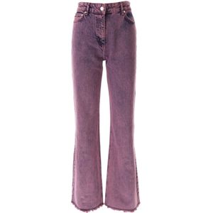 Moschino, Jeans, Dames, Roze, W29, Katoen, Fuchsia Flare Jeans