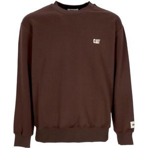 Cat, Sweatshirts & Hoodies, Heren, Bruin, M, Logo Crewneck Sweatshirt Lichtgewicht Streetwear