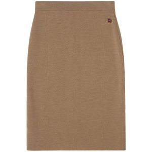 Busnel, Rokken, Dames, Beige, XS, Wol, Merino Wol Gebreide Rok met Achtersplit