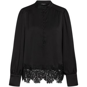 Bruuns Bazaar, Zwarte Kant Blouse Acaciabbkatara Stijl Zwart, Dames, Maat:S