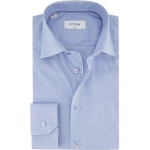 Eton, Lichtblauwe geruite overhemdjurk Blauw, Heren, Maat:2XL