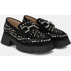 Alma EN Pena, Schoenen, Dames, Zwart, 39 EU, Leer, Mocassin met platform studs