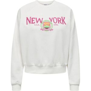 Only, Sweatshirts & Hoodies, Dames, Wit, S, Goldie Lange Mouw NYC Sweater