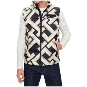 Tommy Hilfiger, Gewatteerd Monogram Heren Gilet Beige, Heren, Maat:M