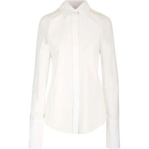 Sportmax, Blouses & Shirts, Dames, Wit, S, Katoen, Katoenen Popeline Overhemd Schone Look