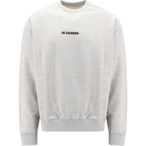 Jil Sander, Sweatshirts & Hoodies, Heren, Grijs, XL, Katoen, Grijze Crew-neck Sweatshirt
