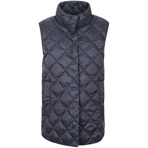 Max Mara Weekend, Jassen, Dames, Blauw, XS, Polyester, Blauwe Gewatteerde Polyester Vest met Opstaande Kraag en Zijzakken