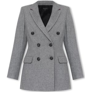 Rag & Bone, Grijze Wol Double-Breasted Blazer Grijs, Dames, Maat:M