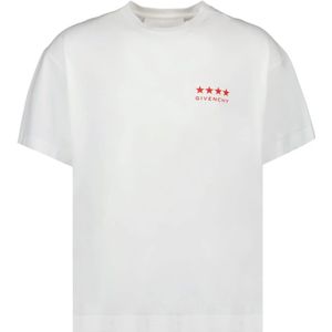 Givenchy, Tops, Heren, Wit, M, Katoen, Witte 4G Logo T-shirt