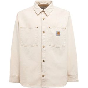 Carhartt Wip, Logo Katoenen Overhemd Beige, Heren, Maat:L