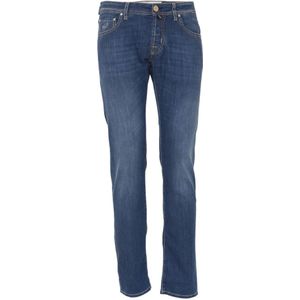 Jacob Cohën, Super Slim Fit Jeans - Maat 34, Kleur: Donkerblauw Blauw, Heren, Maat:W36