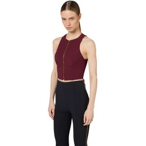 Elisabetta Franchi, Tops, Dames, Rood, L, Stijlvolle Cropped Top voor Vrouwen