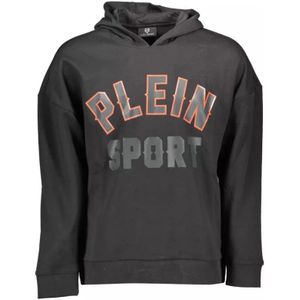 Plein Sport, Sweatshirts & Hoodies, Heren, Zwart, L, Katoen, Zwarte katoenen trui met capuchon en print