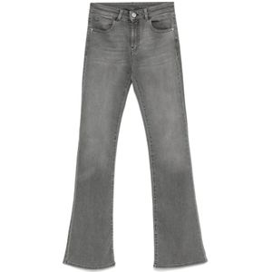 Emporio Armani, Jeans, Dames, Grijs, W30, Denim, Grijze Gewassen Denim Flared Jeans