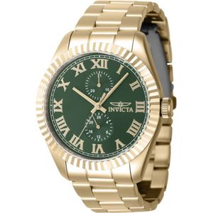 Invicta Watches, Accessoires, Heren, Geel, ONE Size, Groene wijzerplaat kwarts horloge Specialty Collection