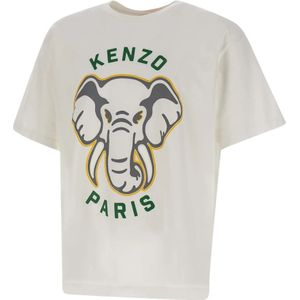 Kenzo, Tops, Heren, Wit, M, Katoen, Paris T-shirts en Polos Wit