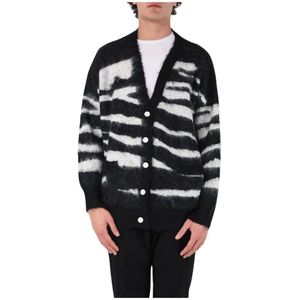 Acupuncture, Zebra Cardigan met knoopsluiting Zwart, Heren, Maat:M