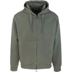 Emporio Armani, Sweatshirts & Hoodies, Heren, Groen, L, Katoen, Groene Hoodie Met Rits