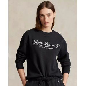 Ralph Lauren, Sweatshirts & Hoodies, Dames, Zwart, L, Katoen, Zwarte sweatshirt met logo zonder capuchon