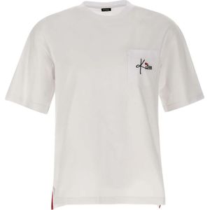Kiton, Tops, Heren, Wit, XL, Katoen, Heren Wit Katoenen T-shirt met Logo