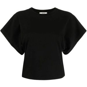 Agolde, Zwart Katoenen Dolman Mouw T-Shirt Zwart, Dames, Maat:XS