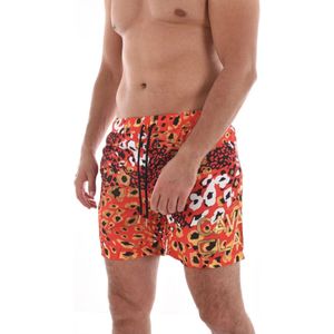 Cavalli Class, Badkleding, Heren, Veelkleurig, M, Polyester, Dierenprint Zwemshorts - Oranje