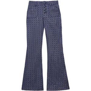 Ines De La Fressange Paris, Broeken, Dames, Blauw, 2Xs, Katoen, Navy Print Flare Broek