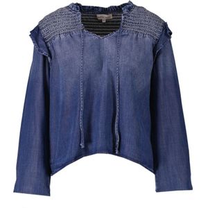 Bella Dahl, Donkerblauwe Gerimpelde Denim Blouse Blauw, Dames, Maat:S