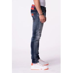 My Brand, Jeans, Heren, Blauw, W32, Katoen, Geborduurde Rode Jeans