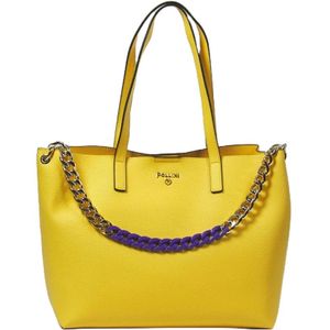 Pollini, Tassen, Dames, Geel, ONE Size, Gele Shopper Tas met Metalen Ketting