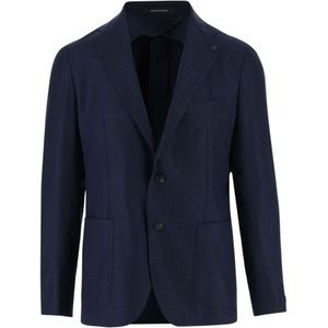 Tagliatore, Jasje van stretchwol met klassieke revers Blauw, Heren, Maat:L