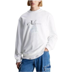 Calvin Klein, Sweatshirts & Hoodies, Heren, Wit, M, Katoen, Monogram Echo Sweatshirt