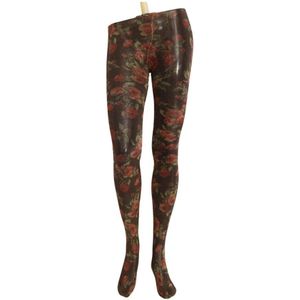 Dolce & Gabbana, Ondergoed, Dames, Bruin, M, Nylon, Luxe zwarte panty met bloemenprint