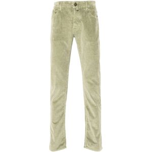 Jacob Cohën, Jeans, Heren, Groen, W31, Groene Corduroy Jeans Geborduurd Logo