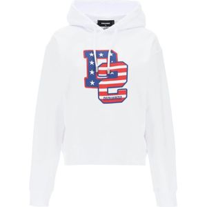 Dsquared2, Sweatshirts & Hoodies, Dames, Wit, L, Katoen, Hoodies