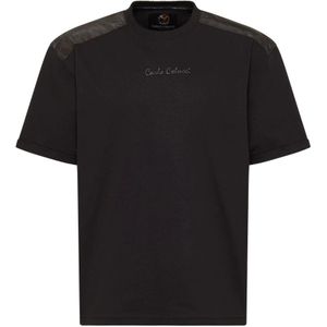 Carlo Colucci, Tops, Heren, Zwart, S, Nylon, Oversized T-shirt met nylonapplicaties