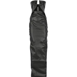 Rick Owens, Zwarte katoenen jurk met uitsnijding Zwart, Dames, Maat:M