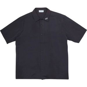 Family First, Overhemden, Heren, Zwart, XL, Zwarte Cupro Shirt