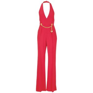 Moschino, Jumpsuits & Playsuits, Dames, Rood, S, Satijn, Jumpsuits