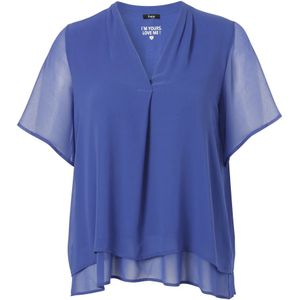 Frapp, Blouses & Shirts, Dames, Blauw, 4Xl, V-hals Halfarm Blouse